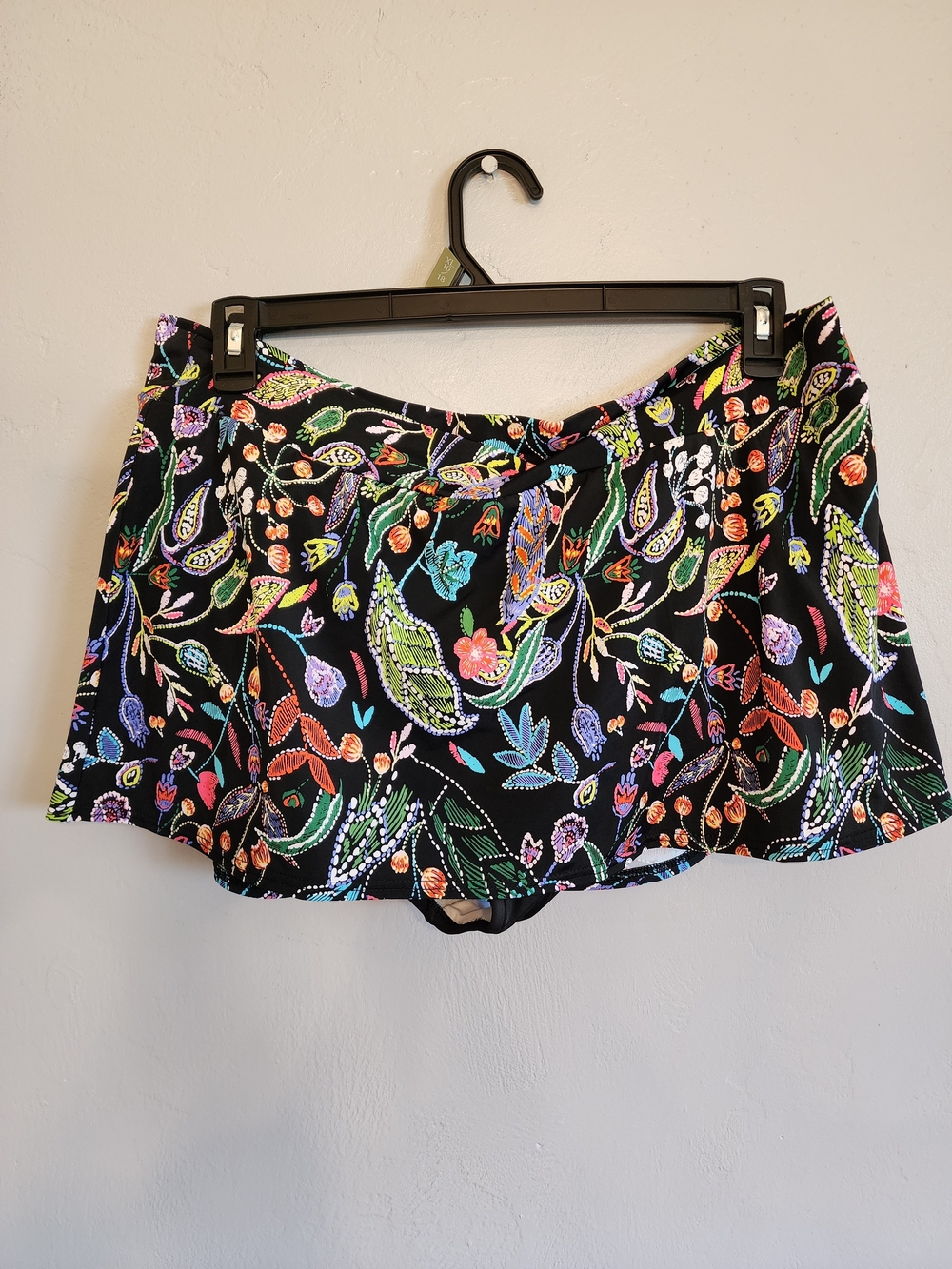 VENUS Black Floral Print Swim Skirt Bikini Bottom